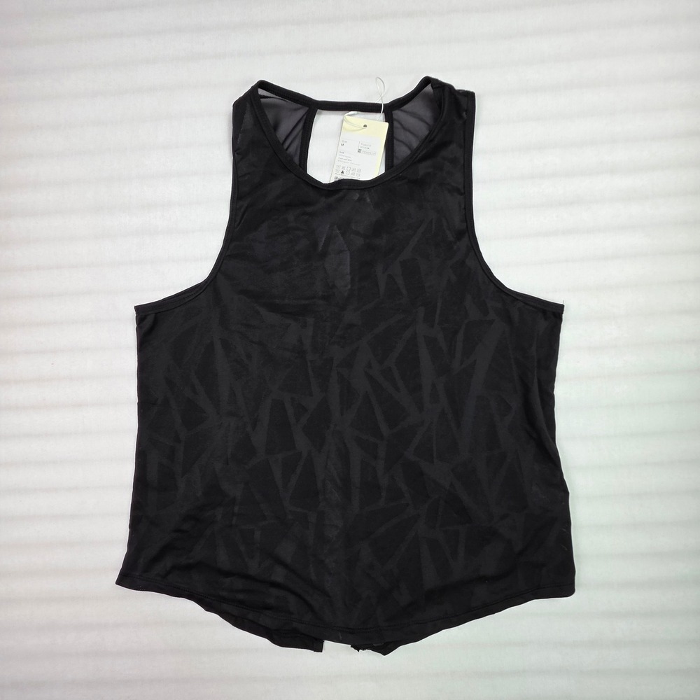 Halara Black Geometric Mesh Split Back Activewear Tank Top Size M